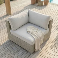 Salotto da giardino in resina intrecciata 9 posti 9 pezzi Palma Grigio