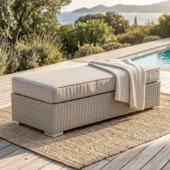 Salotto da giardino in resina intrecciata 9 posti 9 pezzi Palma Grigio e tortora