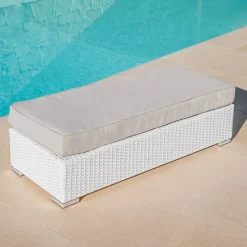 Salotto da giardino in resina intrecciata 9 posti 9 pezzi Palma Bianco e tortora