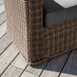 Salotto da giardino in resina intrecciata 4 posti 4 pezzi Calvi Seppia e grigio scuro