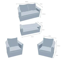 Salotto da giardino in resina intrecciata 4 posti 4 pezzi Calvi Seppia e beige