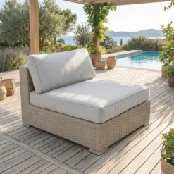 Salotto da giardino in resina intrecciata 2 posti 3 pezzi Palma Grigio