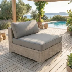 Salotto da giardino in resina intrecciata 2 posti 3 pezzi Palma Grigio e antracite