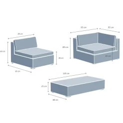 Salotto da giardino in resina intrecciata 4 posti 5 pezzi Palma Bianco e grigio