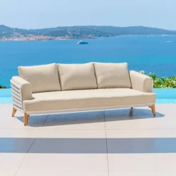 Salotto da giardino alluminio 12 posti 8 pezzi Monte Carlo Bianco e beige