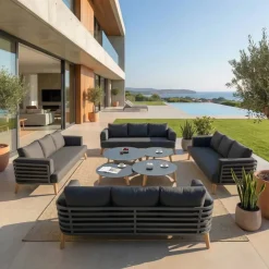 Salotto da giardino alluminio 12 posti 8 pezzi Monte Carlo Grigio antracite