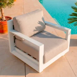 Salotto da giardino alluminio 4 posti 4 pezzi Elba Bianco e tortora