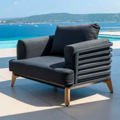 Salotto da giardino alluminio 4 posti 5 pezzi Monte Carlo Grigio antracite