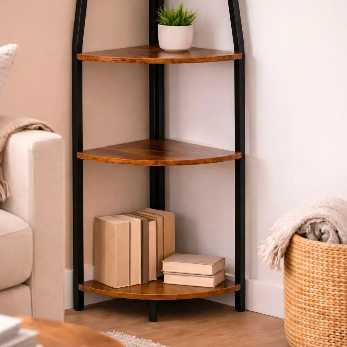 Scaffale angolare 5 livelli legno e metallo (170 cm) Elli Nero