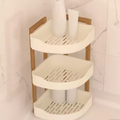 Scaffale angolare per bagno a 3 livelli (H45 cm) Natureo Bianco