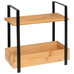 Scaffale cucina in legno a 2 livelli con contenitore (H30 cm) Ordera Nero