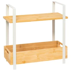 Scaffale cucina in legno a 2 livelli con contenitore (H30 cm) Ordera Bianco