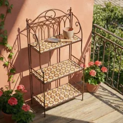 Scaffale da esterno pieghevole in mosaico (H118 cm) Madrid Marrone