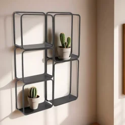 Scaffale da parete in metallo 5 ripiani (Alt 77 cm) Retrò Grigio antracite