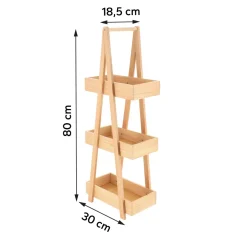 Scaffale in legno a 3 livelli (H80 cm) Piramide Naturale