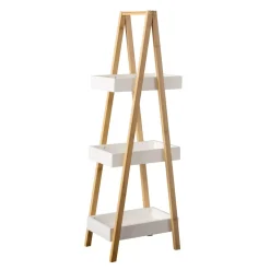 Scaffale legno e bambù (Alt 84 cm) Pyramide 3 ripiani Bianco
