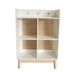 Scaffale portagiochi bambino legno 4 scomparti (H86 cm) Stars Bianco