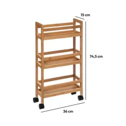Scaffale 3 ripiani bambù (H74,5 cm) Pia Naturale
