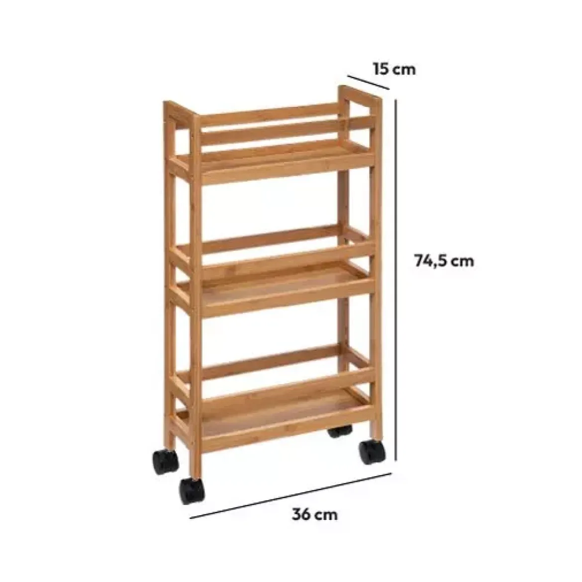 Scaffale 3 ripiani bambù (H74,5 cm) Pia Naturale