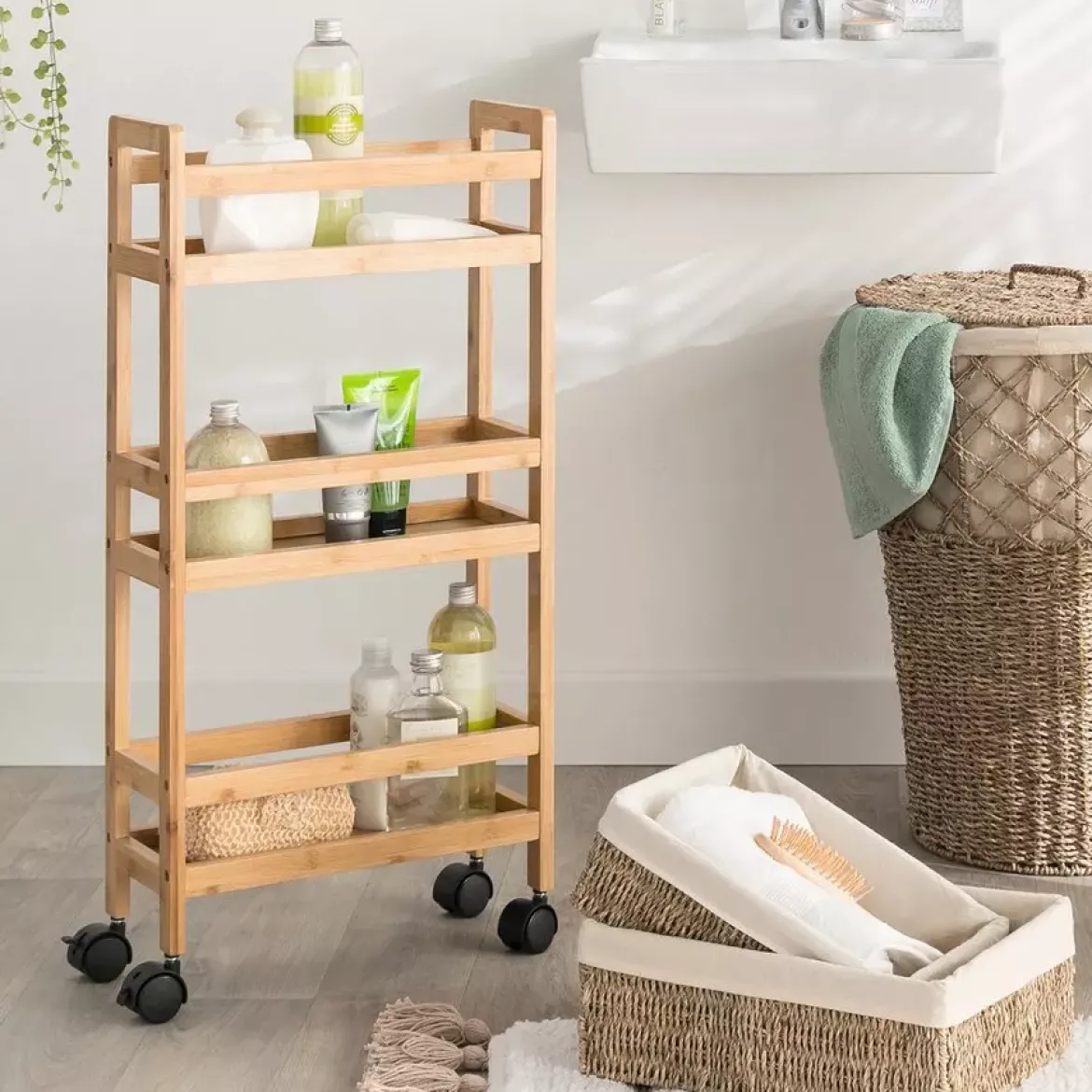 Scaffale 3 ripiani bambù (H74,5 cm) Pia Naturale