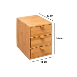 Scatola bambù 3 cassetti Sury Beige
