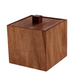Scatola di cotone in legno d'acacia (H10 cm) Lina Marrone