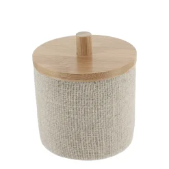 Scatola per cotone con coperchio (D10 cm) Effetto Maille Beige
