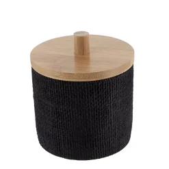 Scatola per cotone con coperchio (D10 cm) Effetto Maille Nero