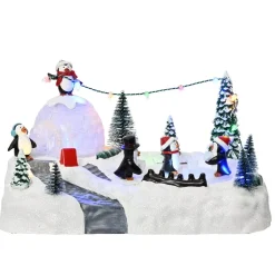 Scena della vita illuminata Aera giochi dei pinguini a pile