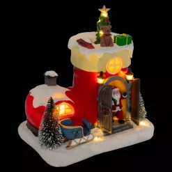Scena di vita animata e musicale (H22 cm) Stivale di Babbo Natale