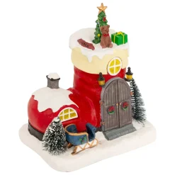 Scena di vita animata e musicale (H22 cm) Stivale di Babbo Natale