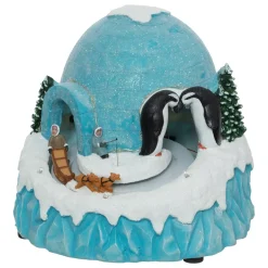 Scena di vita illuminata, musicale e animata (H22 cm) Igloo e cani da slitta