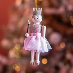 Schiaccianoci da appendere (H12 cm) Fata principessa Rosa