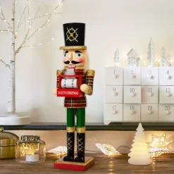 Schiaccianoci in legno (H38 cm) Calendario dell'Avvento glitterato