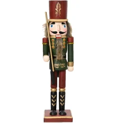 Schiaccianoci in legno (H38 cm) Timothé la regalità Verde e bordeaux