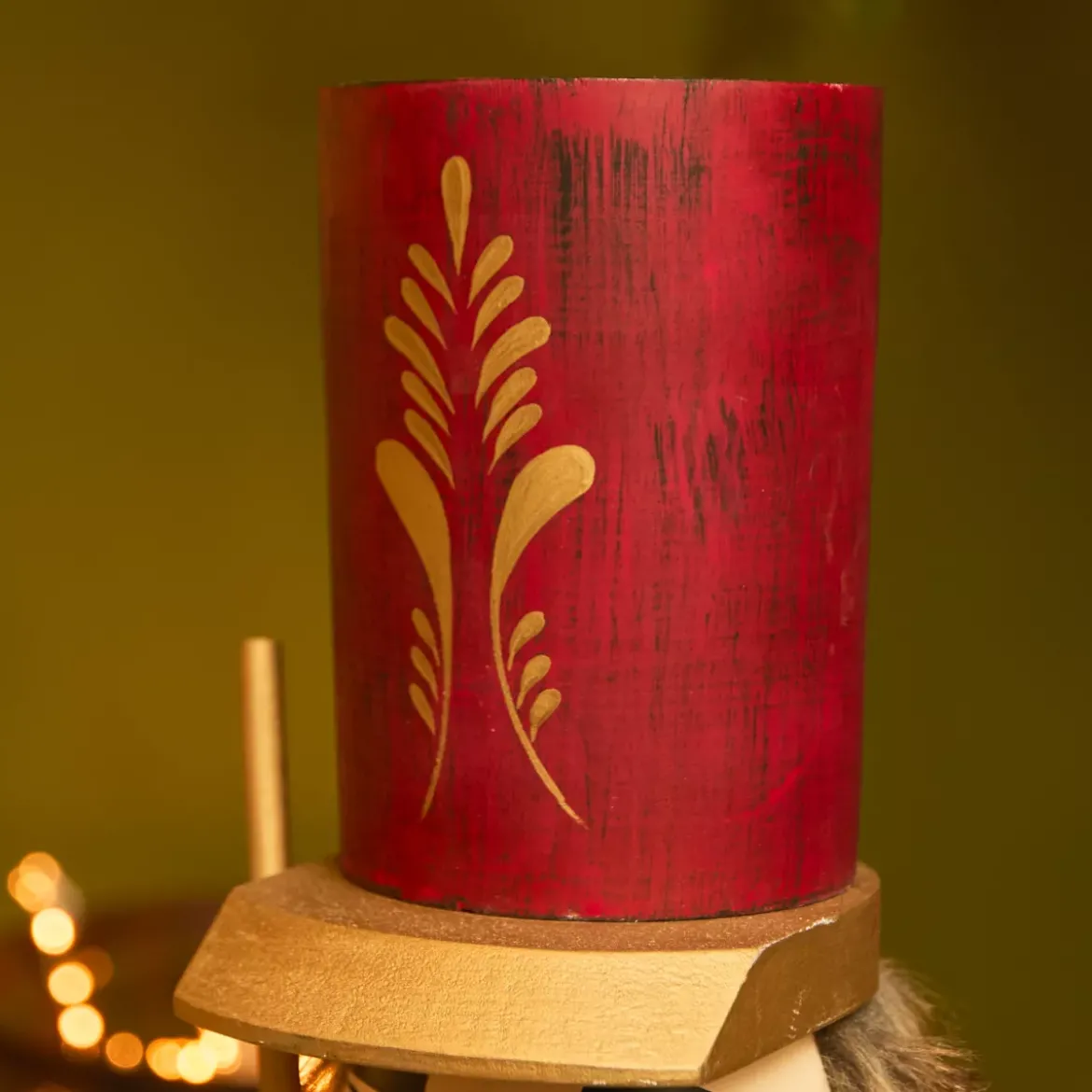 Schiaccianoci in legno (H76 cm) Timothé la regalità Verde e bordeaux