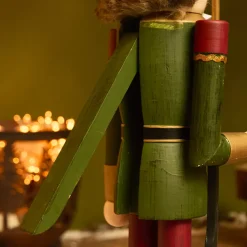 Schiaccianoci in legno (H76 cm) Timothé la regalità Verde e bordeaux