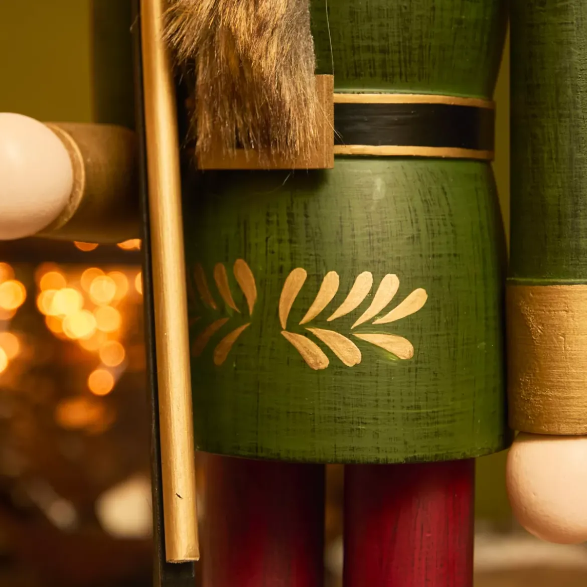 Schiaccianoci in legno (H76 cm) Timothé la regalità Verde e bordeaux