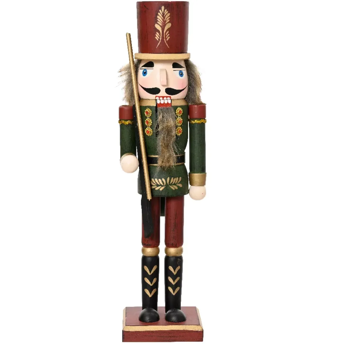 Schiaccianoci in legno (H76 cm) Timothé la regalità Verde e bordeaux