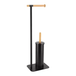 Scopino e portarotolo wc Bambù Nero