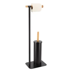 Scopino e portarotolo wc Bambù Nero