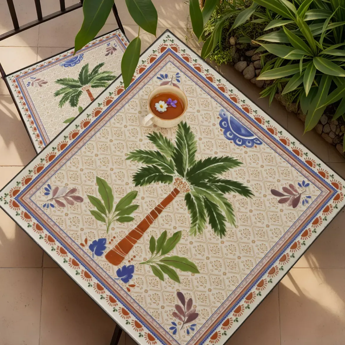 Sedia bistro pieghevole in mosaico Havana Marrone