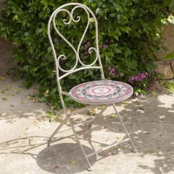 Sedia bistrot pieghevole in mosaico Narbonne Tortora e rosa