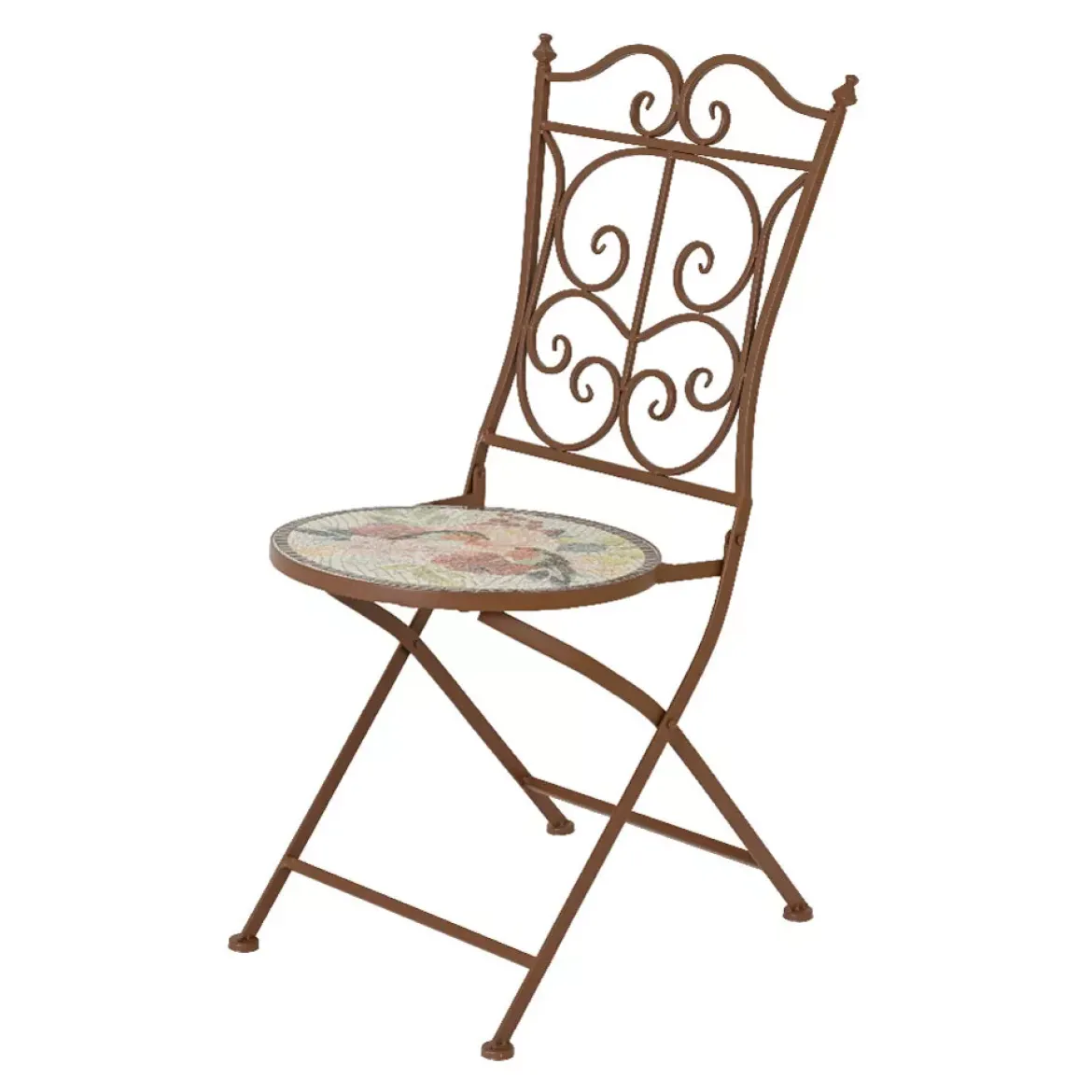 Sedia bistrot pieghevole in mosaico Aberdeen Marrone
