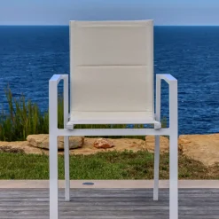 Sedia con braccioli da giardino impilabile alluminio Portofino - Bianco