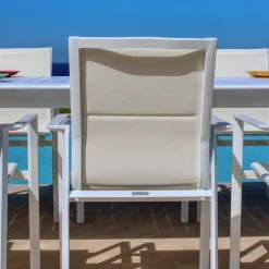 Sedia con braccioli da giardino impilabile alluminio Portofino - Bianco