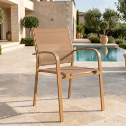 Sedia con braccioli da giardino in alluminio impilabile Murano Bronzo