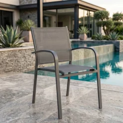 Sedia da giardino alluminio impilabile Murano Grigio antracite
