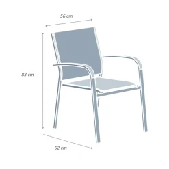 Sedia da giardino alluminio impilabile Murano Grigio antracite