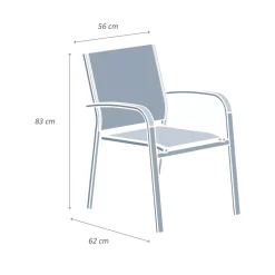 Sedia da giardino alluminio impilabile Murano Bianco e tortora